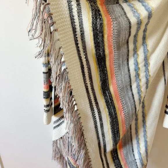 Full tilt southwest striped open sweater knit tribal boho fringe size M - Picture 3 of 7